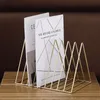 Simplicity Triangle Bookend Organizer Magazine Rack Mountain Design Durable Metal Wire Desktop File Sorter Bookshelf Holder for Home Office