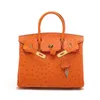 Ostrich Designer Bag Leather Women's Handbags Sewn Wax Thread Leather Handbags Fashion Trend Women's Handbags Classic 30