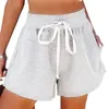 Dames shorts dames sexy katoen hoog elastisch taille geplooide ruches schattig strand flowy casual vintage short short