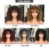 Peluca rizada Afro corta con flequillo, pelucas sintéticas para mujeres negras, Omber, marrón, Rubio, Cosplay sin pegamento, pelo de alta temperaturafa