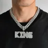 Herren A-Z Custom Square Letter Anhänger Halsketten Bling T Zirkon echt vergoldet