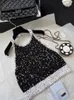 Chan 2024 summer new Womens Tube top vest Sequins top T-shirt hollow out sexy top top-grade casual shirt sling Tops fashion OOTD polo shirt Mothers Day birthday gift