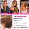 Lace Wigs HD Transparent Front 4 27 Highlight Wig Body Wave Human Hair 13x4 13x6 Frontal Pre Plucked Natural Hairline 230314