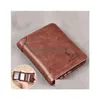 Wallets 2021 New Male Genuine Leather Wallet Men Rfid Anti Theft Three Fold Business Holder Purses Bag Man T221104 Drop Delivery Bag Dh289