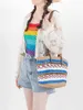 Multi couleurs Contraste Femmes Paille Tove plage Tote Handbag 2023 Brand Casual Shopper Purse Purse Trend Student Bookbag 230315