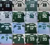 Ncaa Vintage 75e Retro College voetbalshirts Ed Groen Wit Zwart Jersey