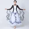 Stage Wear Adult Black And White Color Rhinestone Plus Size Standard Ballroom Dancing Dress Women's Modern Dance Performance MQ252