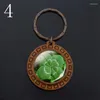 Keychains Lucky Fours Clover Keyrings Po Glass Cabochon Pingente Kichain