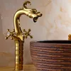 Küchenarmaturen 8 Typ Retro Badezimmer Weißgold Waschbecken Wasserhahn Kupfer Drachenstil Antikes Messing und kalter Vintage