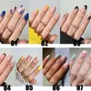 False Nails 24st Daisy Pattern Design Short Square Head Simple French Fake Full Cover Artificial Nail Tips Tryck på