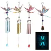 Decoratieve beeldjes Objecten 1 van de Luminous Wind Chimes Dragonfly Solar Chime Lamp Hanging Home Courtyard Light Film Garden Art ornamenten