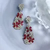 Cenne 100% prawdziwe 925 Sterling Srebrny Dangle Earring Ruby Diamond Jewelry zaręczyny Kolczyki ślubne dla kobiet ślubnych