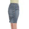 スカート女性夏の膝の長さデニムスリムボディコンボタンジーンズスカートファッションハイウエストファルダスラーガスムージャー