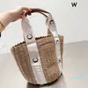 Wood Straw Bag Crochet Bucket Bag Women Basket Beach Bag Designer Shoulder