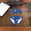 Çocuklar iki parçalı mayo baskısı yürümeye başlayan çocuk kızlar tasarımcı yüzme mayo kıyafetleri sevimli bikini çocuklar banyo plaj kıyafeti moda blue ayı