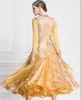 Stage Wear Ballroom Dress Femme Robes Dance Golden Personnaliser Compétition Lycra B-18232