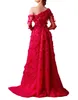 Glamorous Mermaid Prom Dresses One Shoulder Long Sleeve with 3D Flower Applicant Floor Length Plus Size Custom Made Party Dress Vestido De Noite