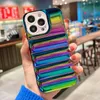 Fashion Down Jacket Gradient Laser Aurora Cases Luxury Shockproof Cushion Soft Silicone Protective Cover For iPhone 14 13 12 11 Pro Max 14 Plus