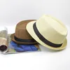 Cappello di paglia unisex alla moda Cappello con tesa arricciata Cappello Fedora Jazz Cappello Panama Gangster da esterno