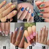 False Nails 24st Daisy Pattern Design Short Square Head Simple French Fake Full Cover Artificial Nail Tips Tryck på