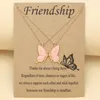 2 teile/satz Beste Freundin Rosa Schmetterling Anhänger Frau Halskette Designer Schmuck South Legierung Silber Vergoldete Kette Mädchen Halsketten Halsband Freundschaft mit Karte Geschenk