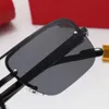 Designer-Sonnenbrille für Damen Carti-Brille, klassische Hufeisenschnalle, zusammengesetztes Metall, randloser optischer Rahmen, rechteckig, goldene Brille, Luxus-Herren-Sonnenbrille mit Etui