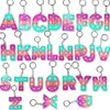 26 Lettres Chiffres Sensory Fidget Pop Bubble Poppers Porte-clés Alphabet Forme Push Bubbles Popper Board Keychain Finger Puzzle Ch220l