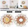 Mirrors Home Rattan Plaited Art Living Room Makeup Decorative Mirror Wall Hanging Bedroom Bathroom Party Decoration