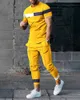 Мужские спортивные костюмы 3D -печатный костюм с коротким рукавом для осеннего костюма для осеннего костюма для бегун