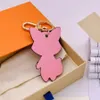 Designer Keychain Leather Pendant Fox Cartoon Car Chain Charm Brown Flower Trinka Gifts Tillbehör med Box260B
