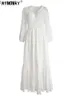 Casual Dresses Vintage Chic Women White Beach Long Bohemian Maxi Dresses Ladies V Neck Tassel Summer Boho Happie Dress Vestidos W0315