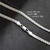 Cadenas 5MM 20 "18K Chapado en plata Acero inoxidable Collar plano Cadena Hombres Joyería