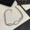 Timbre de luxe Designer Bracelets Femmes Bracelet Bracelet Chaînes Bijoux Cristal Plaqué Or 18 Carats Cuivre Mariage Cuir Ne Se Fanera Jamais Édition Originale Longueur 26 CM