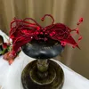 Haarclips Barrettes Wedding Clip Red Bow-Knot Barette Bruidaal Tiaras Handgemaakte GROEIDE FLOOM Women Headware Tocados Para El Pelo