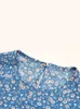 Robes décontractées Msfilia été rétro femmes col rond sans manches midi taille haute bleu floral une ligne chic robe longue pour la mode W0315