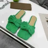 Summer Beach Designer Slippers bow ornaments Square head Towel Flat Flipflops Fashion candy color Miller Women Sandals Allmatch 6809943