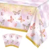 Party Decoration Pink Butterfly Birthday Tableware Backdrop Happy 1st First Decorations Kids Girl Baby Shower