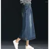 Skirts Women's Denim Skirt Wrap Sexy Midi Long Hip Slim Korean High-waisted For Women Fashion 2023 Tight Vintage E418