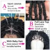 Cabelo de renda cheia dianteira dianteira de 20 polegadas de 20 polegadas Locs faux de tranças bagunçadas perucas de cabelo com cabelos para mulheres para mulheres diretas