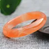 Bangle Natural Tangerine Red Round Chalcedony Bangles Striped Jades Bracelets Gift For Glamor Women's Stone Jewelery1