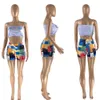 2024 Designer Summer Outfits Women Tracksuits Two Piece Sets Sexy Strapless Tank Top and Shorts Matching Sweatsuits Print Sportswear Bulk Wholesale Clothes 9473