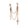 Backs oorbellen Gothic Punk Style 1 PCS Fashion Cross Tassel Chains for Men and Women Hendant Ear Clip Jewelry Girl