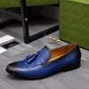 2023 herren Kleid Schuhe Handgemachte Formale Business Wohnungen Echtes Leder Anzug Arbeit Büro Schuhe Männlich Marke Quasten Oxfords Größe 38-45