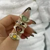 Bague colorée pour femmes bijoux nouveau brillant dégoulinant amour coeur anneaux pêche coeur anneau exquis sauvage tendance bijoux