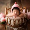 Andenken geborene Pografie-Requisiten Retro Rattan runder Korbstuhl Bebe Po Zubehör Recien Baby Mädchen Junge Geschenk Posieren Bett Hintergrund 230314