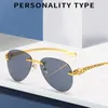 Top-Luxus-Designer-Sonnenbrillen – 20 % Rabatt auf goldfarbene, modische, rahmenlose, flache, trendige Kröten-Spiegelbrillen mit Leopardenkopf