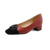 Dress Shoes Mary Jane Women's Black And Red Stitching Soft Sheepskin Upper Low Heel Chic Elegant Spriing Footwear