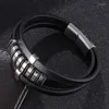 Bracelets de charme estilo punk multicamadas Braça de couro Men Men Antecedor Aço inoxidável Bulp Bangle Bangle Macho Jóia Acessórios de Jóias