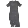 Casual Dresses designer Wearing letter jacquard knitted round neck short sleeve dress on both sides 6ID0