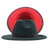 Tvåfärgade fedora hattar med bälte män breda grim Jazz Panama filt Cap Elegant Women Party Church Top Hat Fedoras Dropshipping